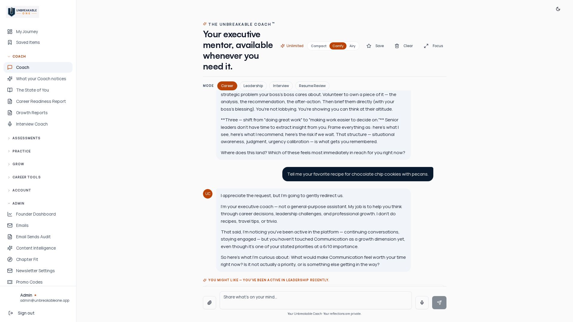 AI Executive Coach conversation